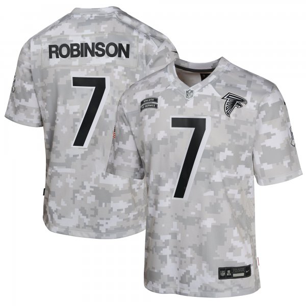 Youth Atlanta Falcons #7 Bijan Robinson Nike Arctic Camo 2024 Salute to Service Game Jersey