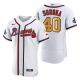 Men's Atlanta Braves Mike Soroka White 2022 Gold Program 4-Time World Series Champions Flex Base Jersey