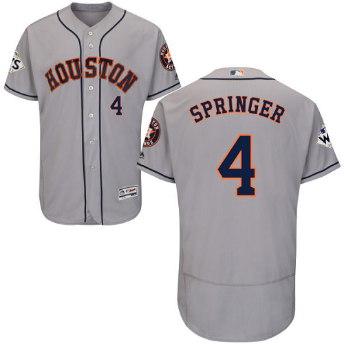 Houston Astros #4 George Springer Grey Flexbase Collection 2017 World Series Bound Stitched MLB Jersey