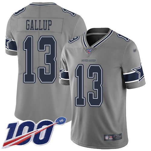 Dallas Cowboys #13 Michael Gallup Gray Youth Stitched NFL Limited Inverted Legend 100th Season Jersey