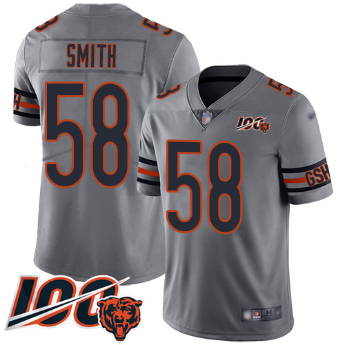 Chicago Bears #58 Roquan Smith Silver Men's Stitched NFL Limited Inverted Legend 100th Season Jersey