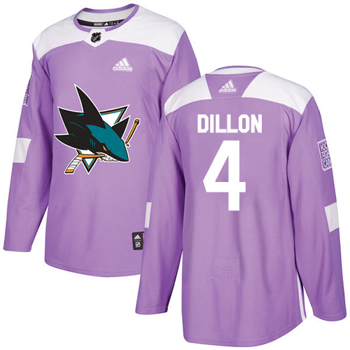 Adidas San Jose Sharks #4 Brenden Dillon Purple Fights Cancer Stitched NHL Jersey