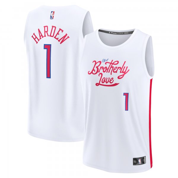 Youth Philadelphia 76ers James Harden Fanatics White Fastbreak Jersey - City Edition