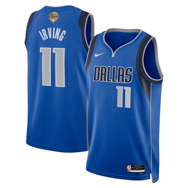 Men's Dallas Mavericks #11 Kyrie Irving Nike Icon Edition NBA Finals Patch 2024 Swingman Blue Jersey