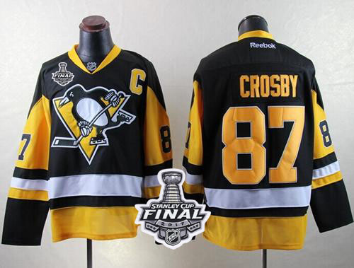 Pittsburgh Penguins #87 Sidney Crosby Black Alternate 2017 Stanley Cup Final Patch Stitched NHL Jersey