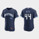 Men's Chicago Cubs #44 Anthony Rizzo Navy 2021 MLB City Connect Jersey