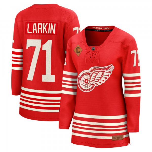 Women's Detroit Red Wings #71 Dylan Larkin Red Centennial Breakaway Player Jersey