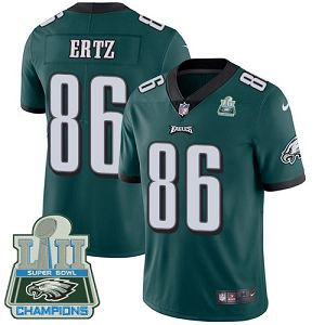 Nike Philadelphia Eagles #86 Zach Ertz Midnight Green Team Color Super Bowl LII Champions Men's Stitched NFL Vapor Untouchable Limited Jersey