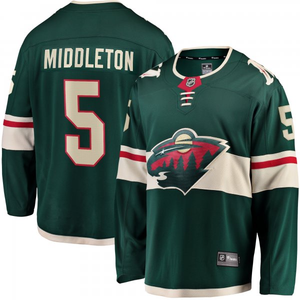 Men's Minnesota Wild Jake Middleton Fanatics Green Home Breakaway Player Jersey