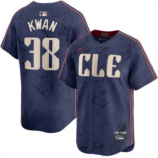 Men's Cleveland Guardians #38 Steven Kwan 2024 Navy City Connect Limited MLB Jersey