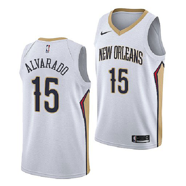 Men's New Orleans Pelicans #15 Jose Alvarado 2021 NBA Draft White Association Edition Jersey