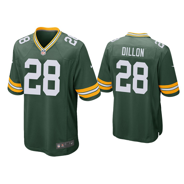 Men's #28 A.J. Dillon Green Bay Packers Green 2020 NFL Draft Game Jersey