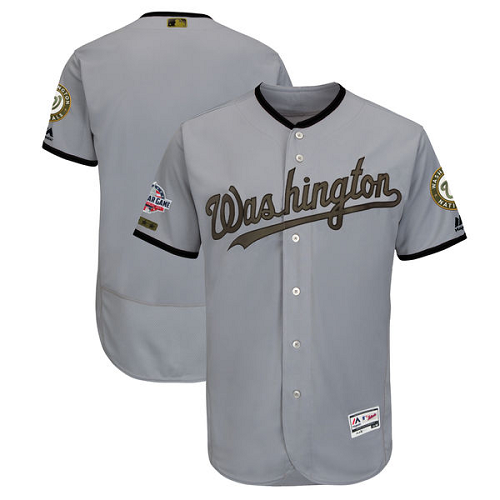 Men's Washington Nationals Blank Majestic Gray 2018 Memorial Day Collection Flex Base MLB Team Jersey