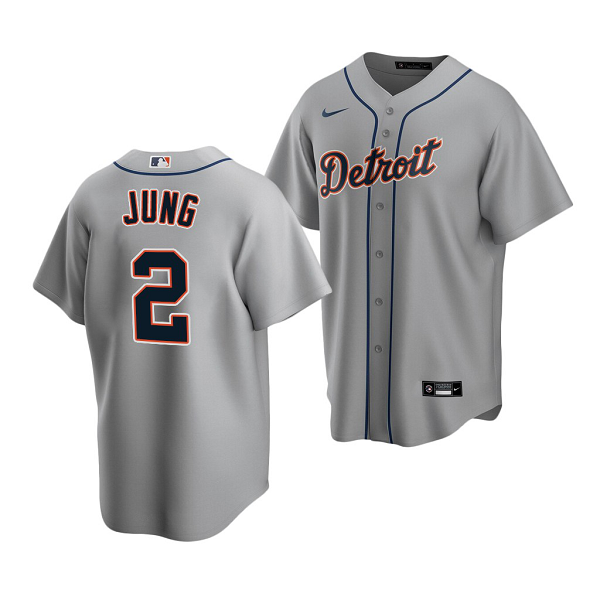 Men's Detroit Tigers #2 Jace Jung 2022 MLB Draft Jersey Gray Road