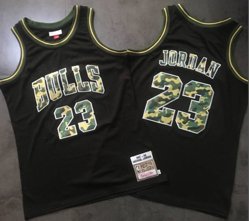 Men's Nike Chicago Bulls #23 Michael Jordan Black/Camo Stitched NBA Jersey