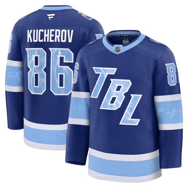 Men's Tampa Bay Lightning #86 Nikita Kucherov Blue 2026 NHL Stadium Series Premium Jersey