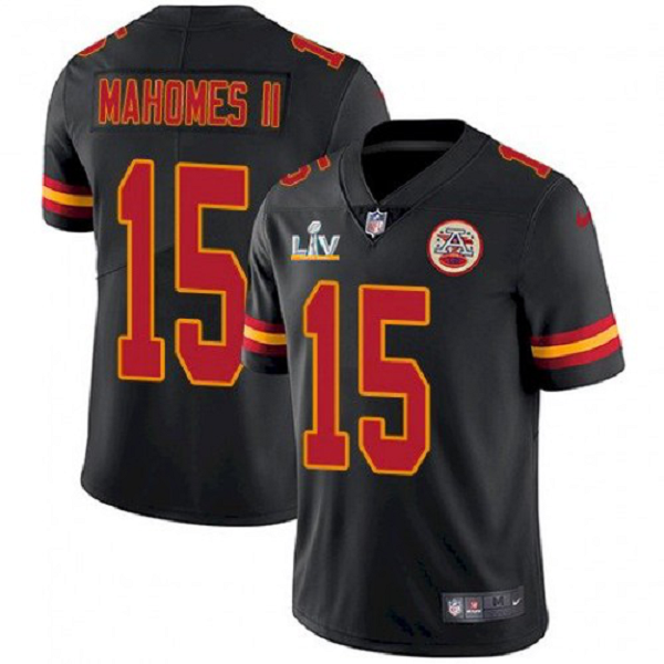 Men's Kansas City Chiefs #15 Patrick Mahomes II Color Rush Black 2021 Super Bowl LV Jersey