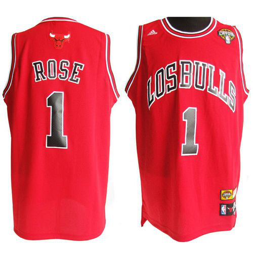 Latin Nights Men's Chicago Bulls #1 Derrick Rose Red Stitched NBA Jersey