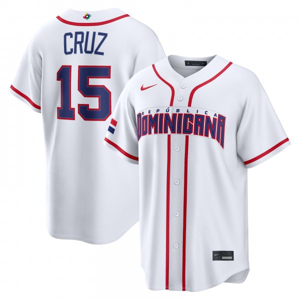 Men's Dominican Republic Baseball Oneil Cruz Nike White 2026 World Baseball Classic Home Stadium Jersey