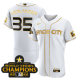 Men's Houston Astros #35 Justin Verlander 2023 Space City Champions Flex Base White Gold Jersey