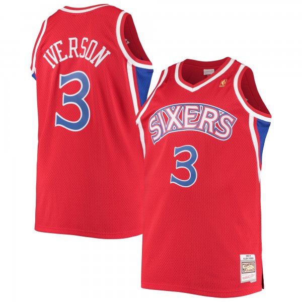 Men's Philadelphia 76ers Allen Iverson Mitchell & Ness Red 1996/97 Big & Tall Hardwood Classics Swingman Jersey