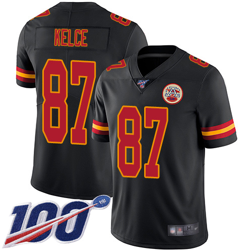 Kansas City Chiefs #87 Travis Kelce Black Men's Stitched NFL Limited Rush 100th Season Jersey