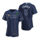 Men's Tampa Bay Rays #5 Wander Franco Navy Green Ribbon Flex Base Jersey