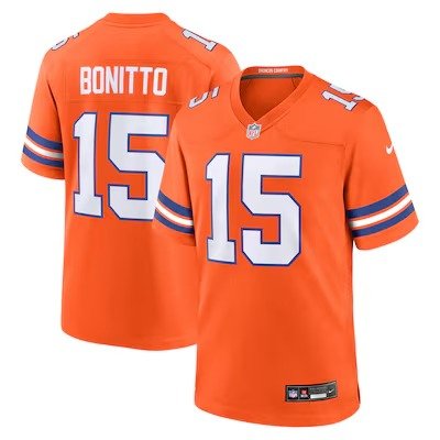 Men's Nike #15 Nik Bonitto Orange Denver Broncos Alternate 2 Mile High Collection 1977 Throwback Game Jersey