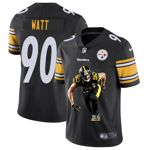 Men's Pittsburgh Steelers #90 T. J. Watt Black Player Portrait Edition 2020 Vapor Untouchable Stitched NFL Nike Limited Jersey