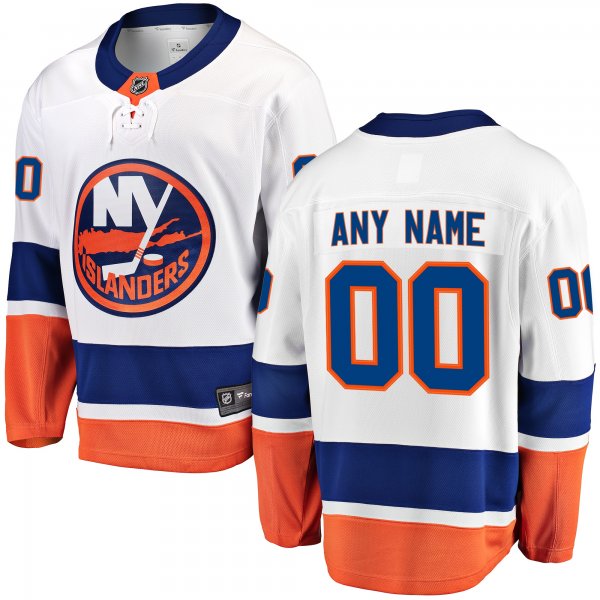 Men's New York Islanders Fanatics White Away Breakaway Custom Jersey