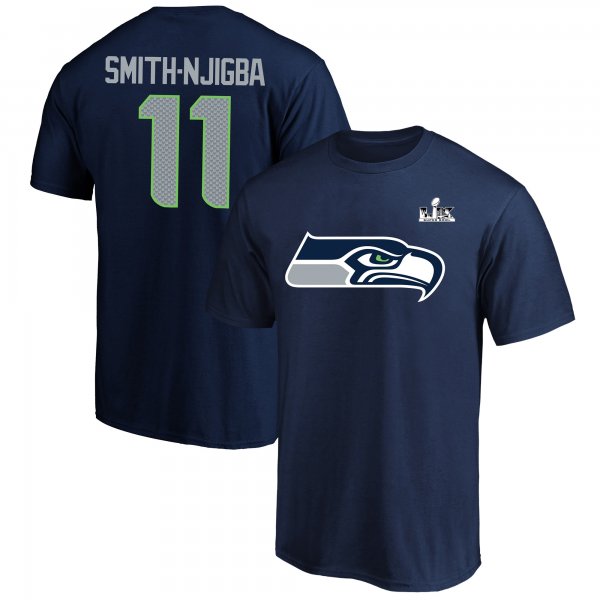 Men's Seattle Seahawks Jaxon Smith-Njigba Fanatics College Navy Super Bowl LX Patch Big & Tall T-Shirt