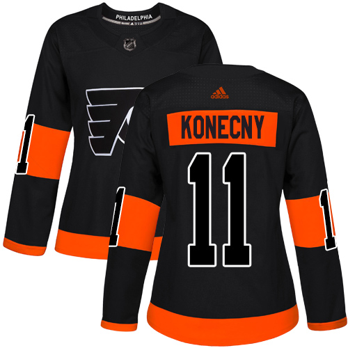 Adidas Philadelphia Flyers #11 Travis Konecny Black Alternate Women's Stitched NHL Jersey