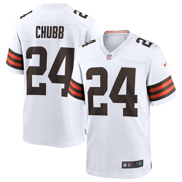 Men's Cleveland Browns #24 Nick Chubb Nike White Game Jersey