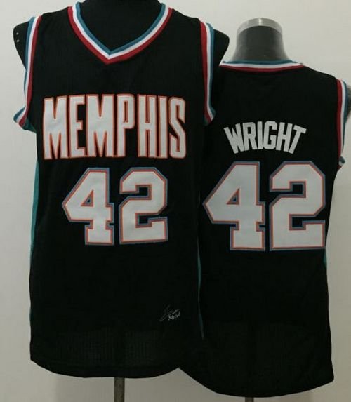 Men's Memphis Grizzlies #42 Lorenzen Wright Black Throwback Stitched NBA Jersey